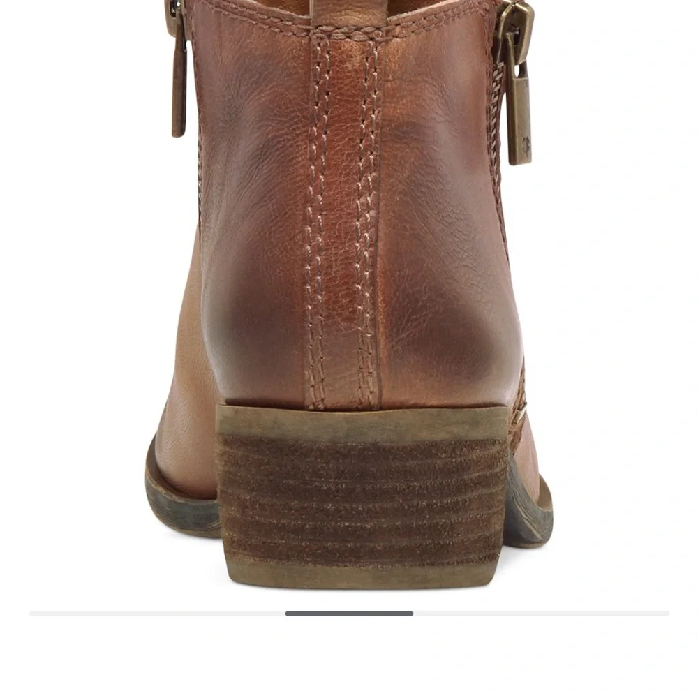 Lucky Brand size 8.5 Basel Toffee Brown Leather Ankle Booties - Picture 15 of 16